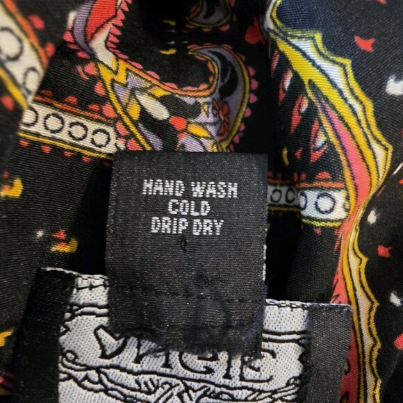 ANGIE Womens L Babydoll Tunic Top Paisley Studs Boho Peasant Flowy V Neck Artsy - Picture 8 of 8